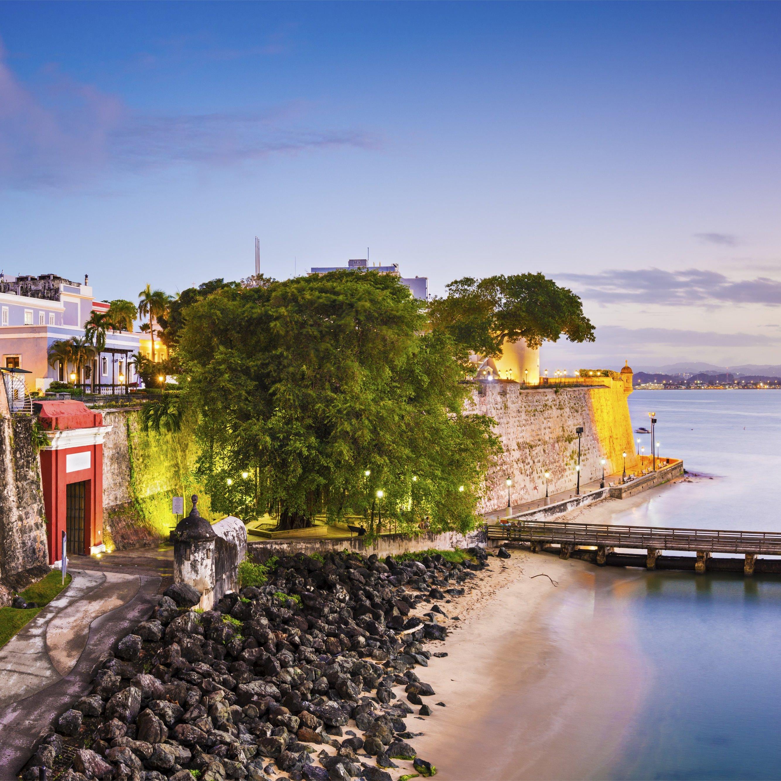 San Juan City Gate at dusk.