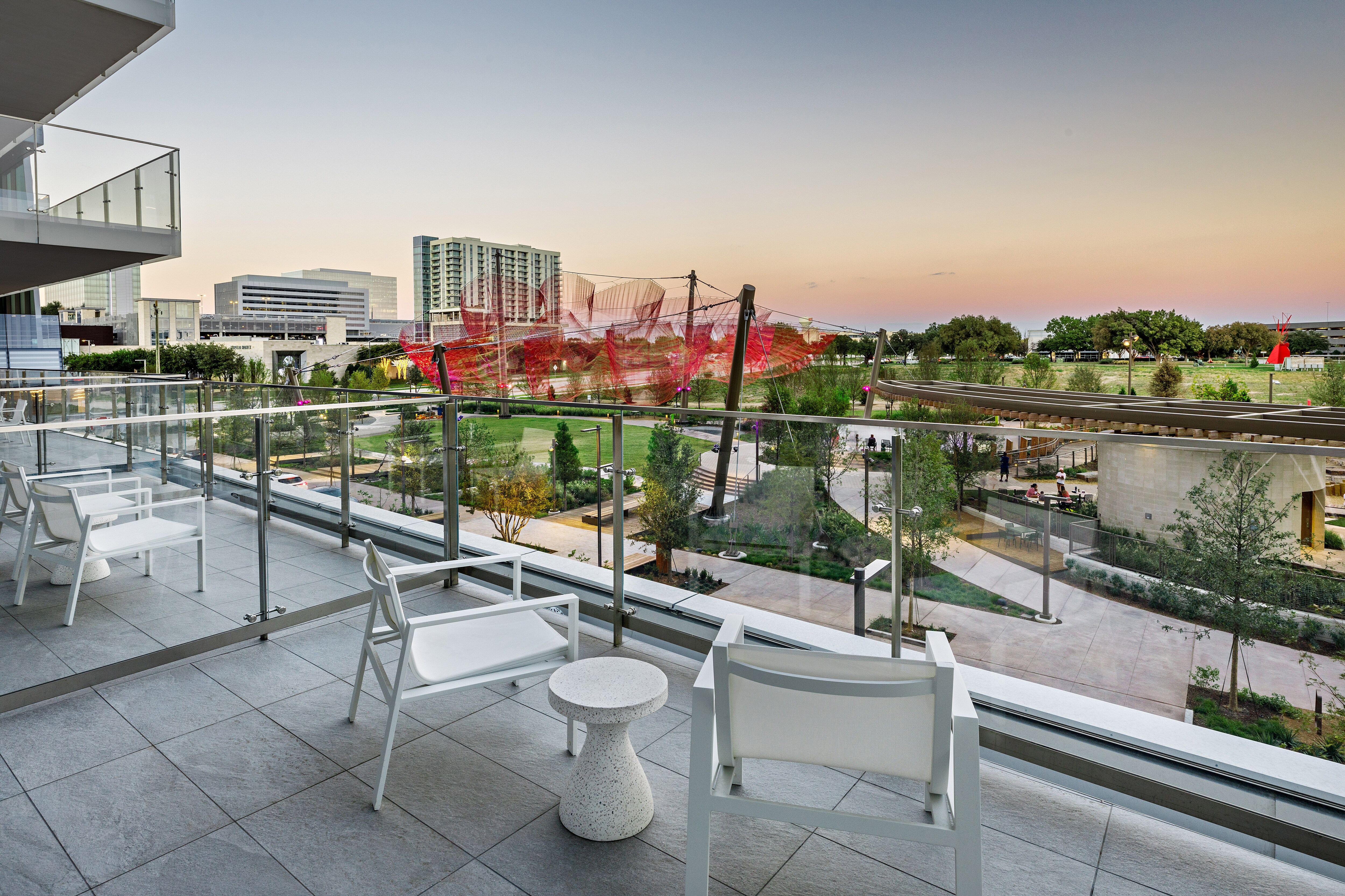 Views from balcony overlooking park