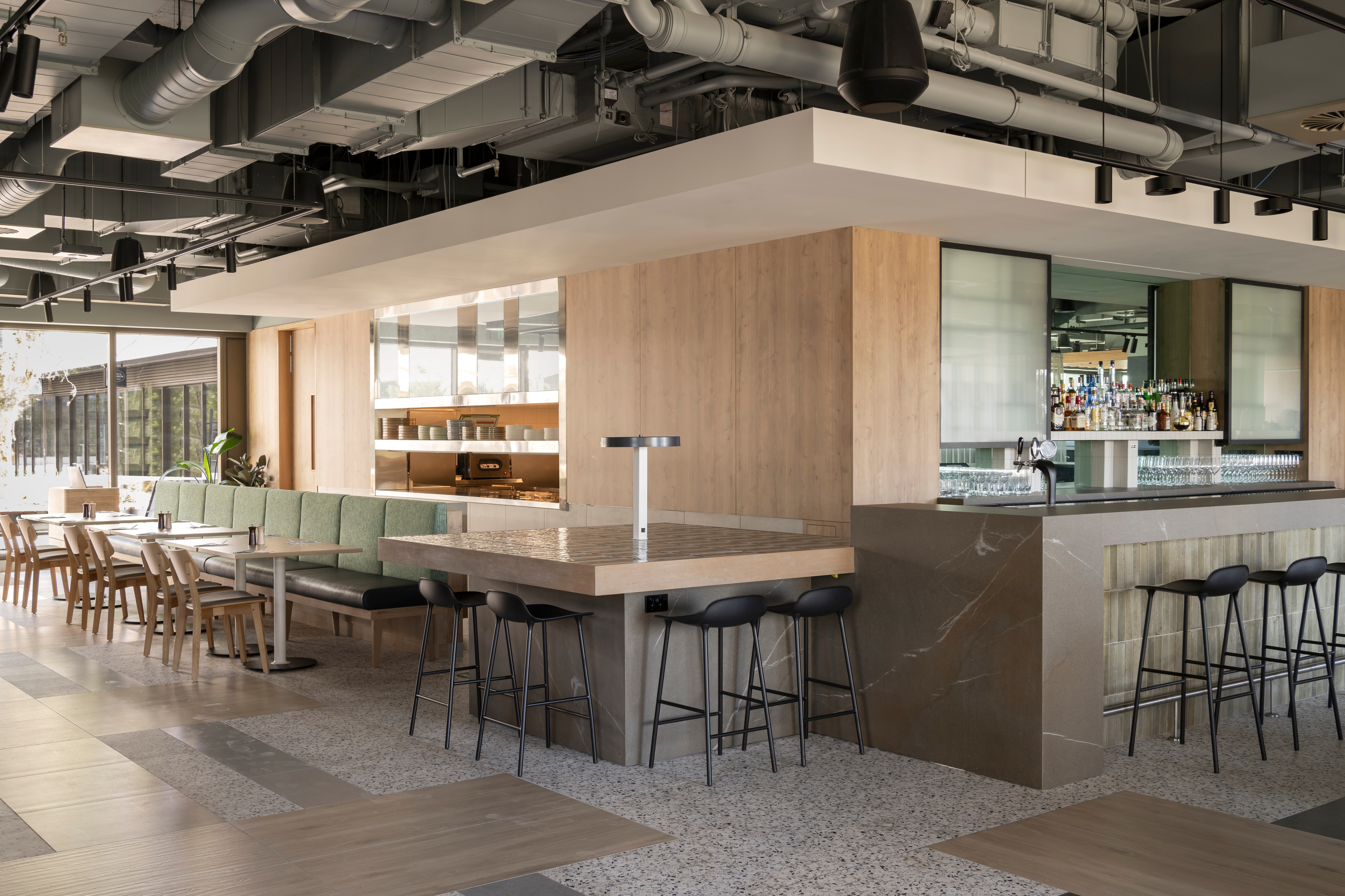 Open kitchen at Substance Restaurant and Bar