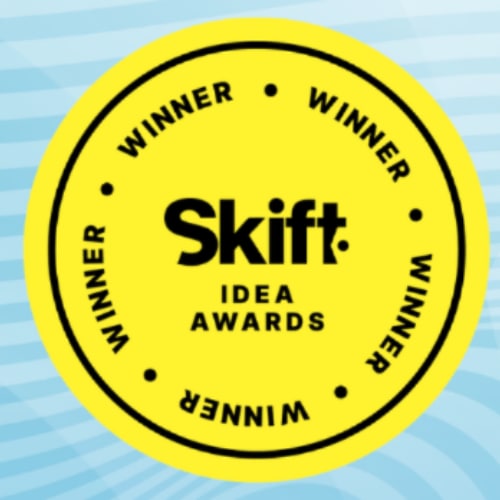 Black yellow and blue skift award logo