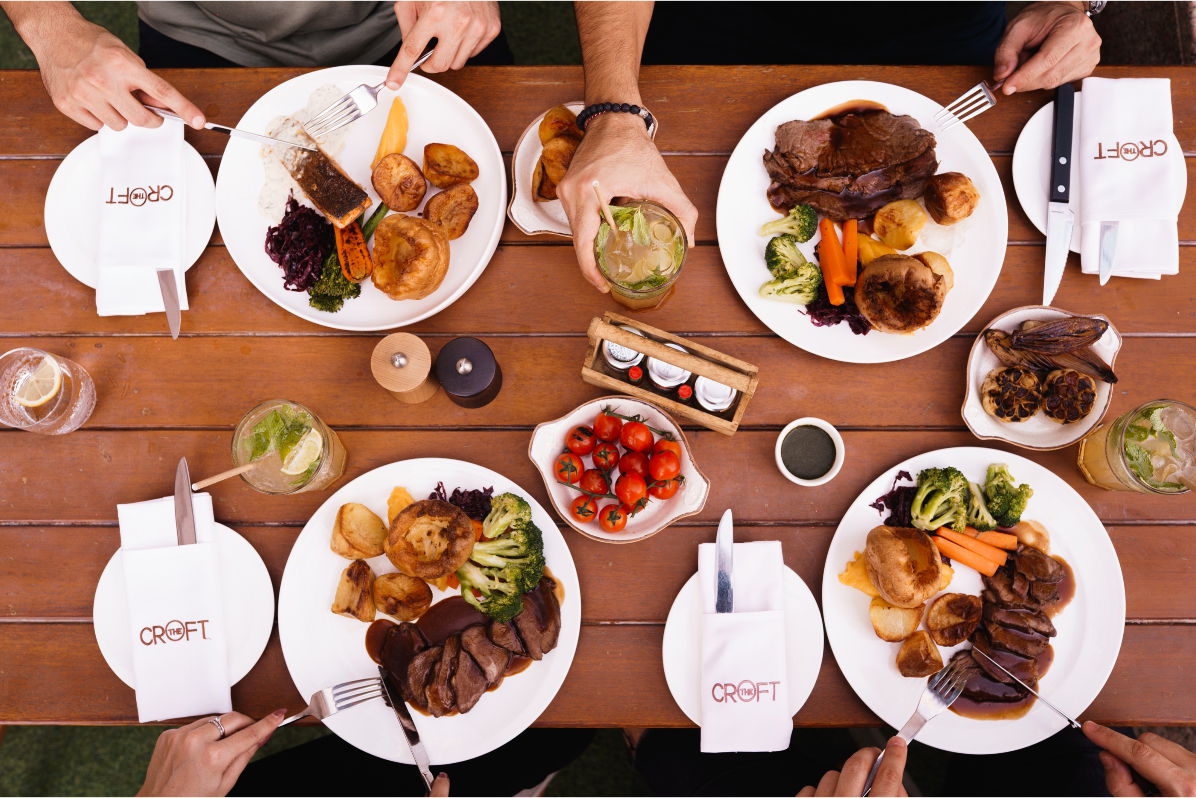 People having a meal at a dining table