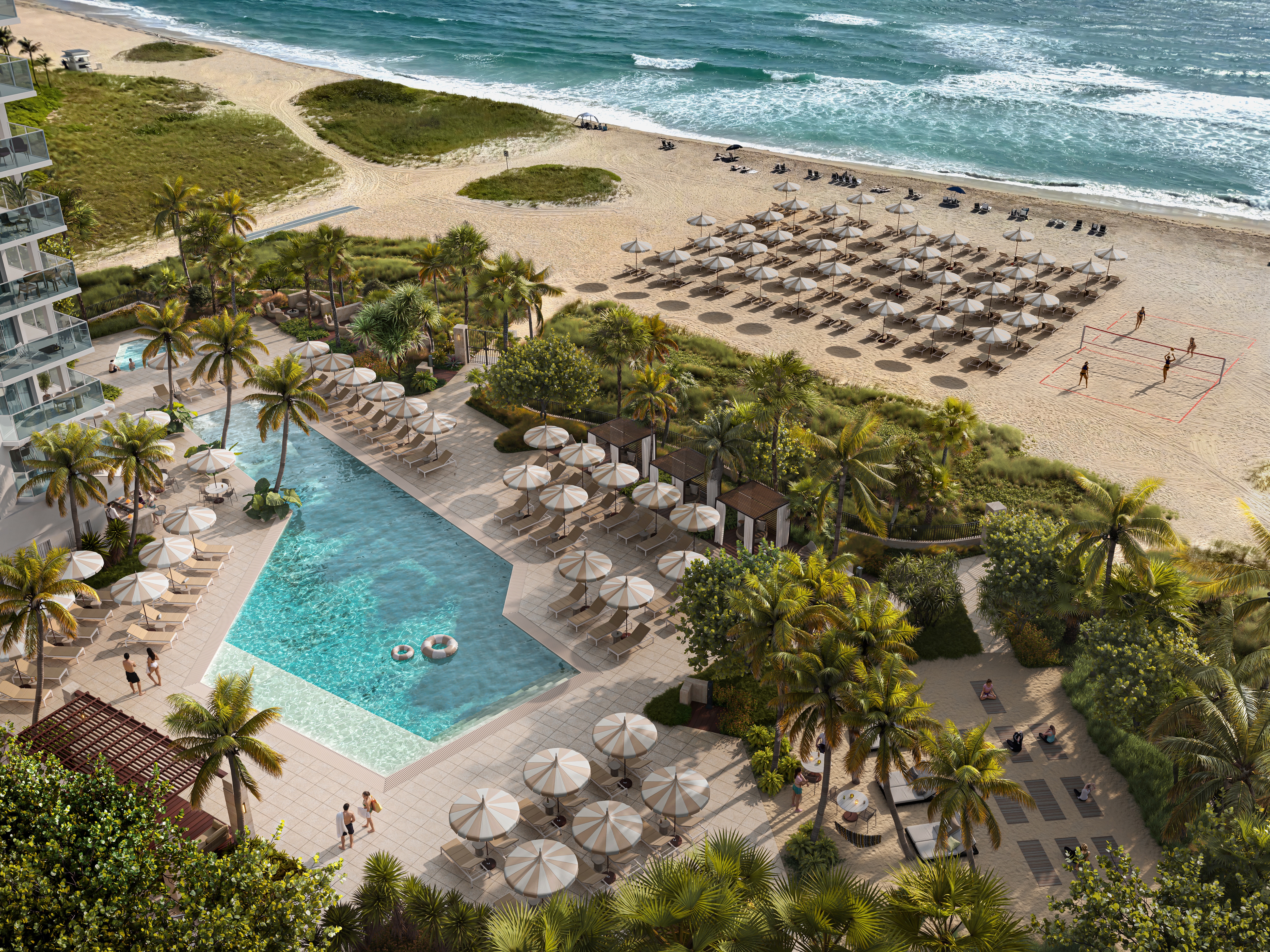 Aerial rendering view of newly renovated pool