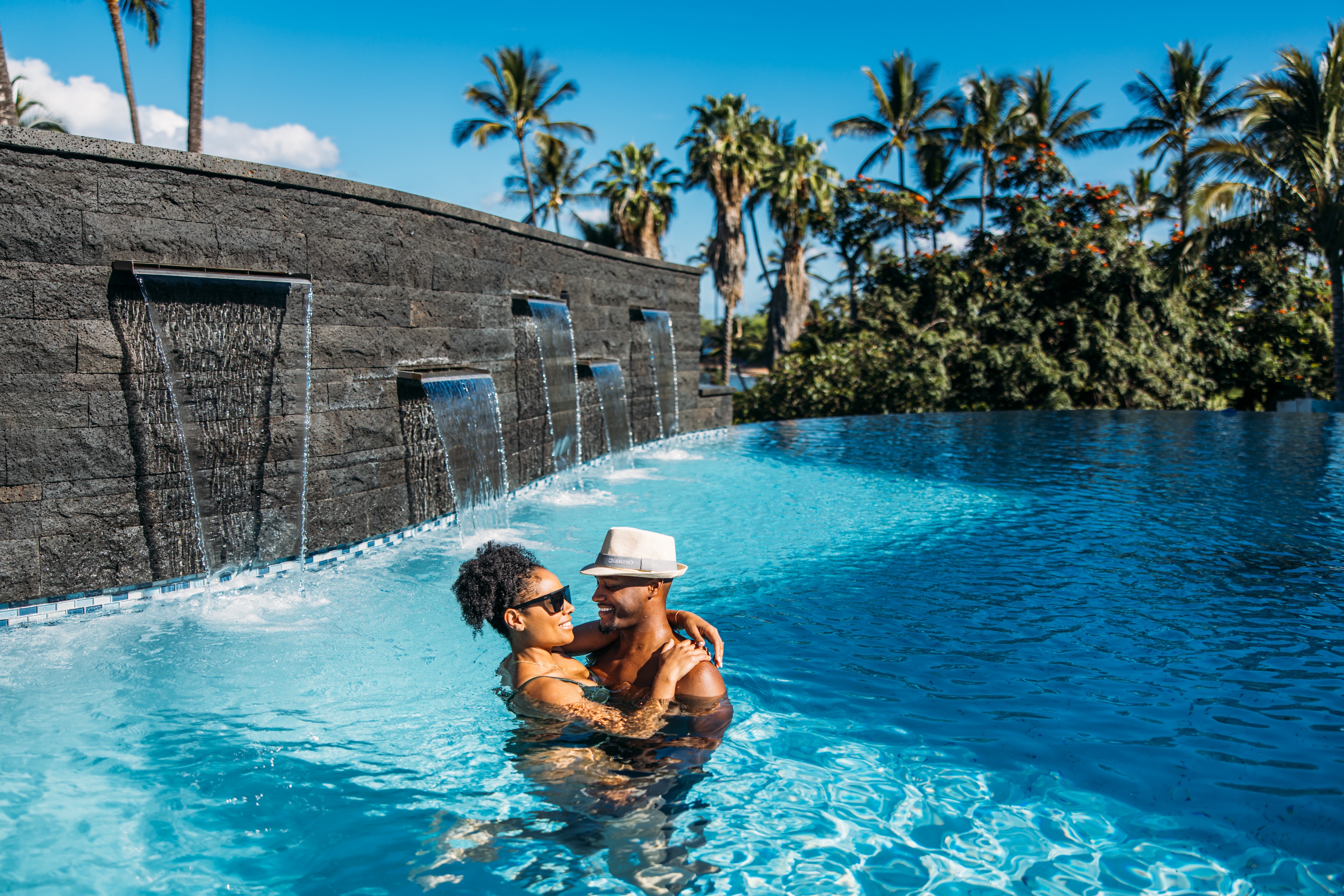 Couple in pool in Water