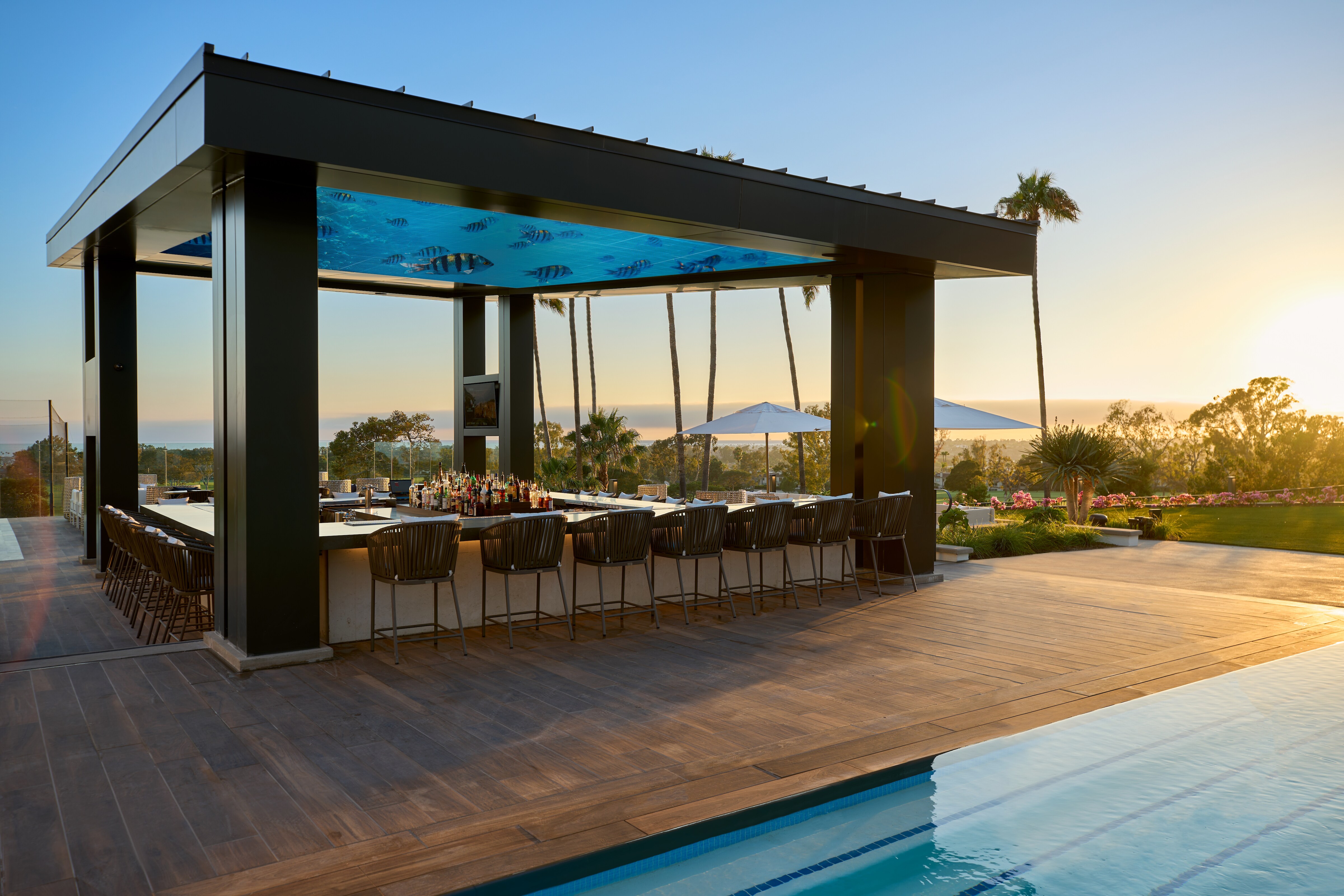 Outdoor swimming pool bar