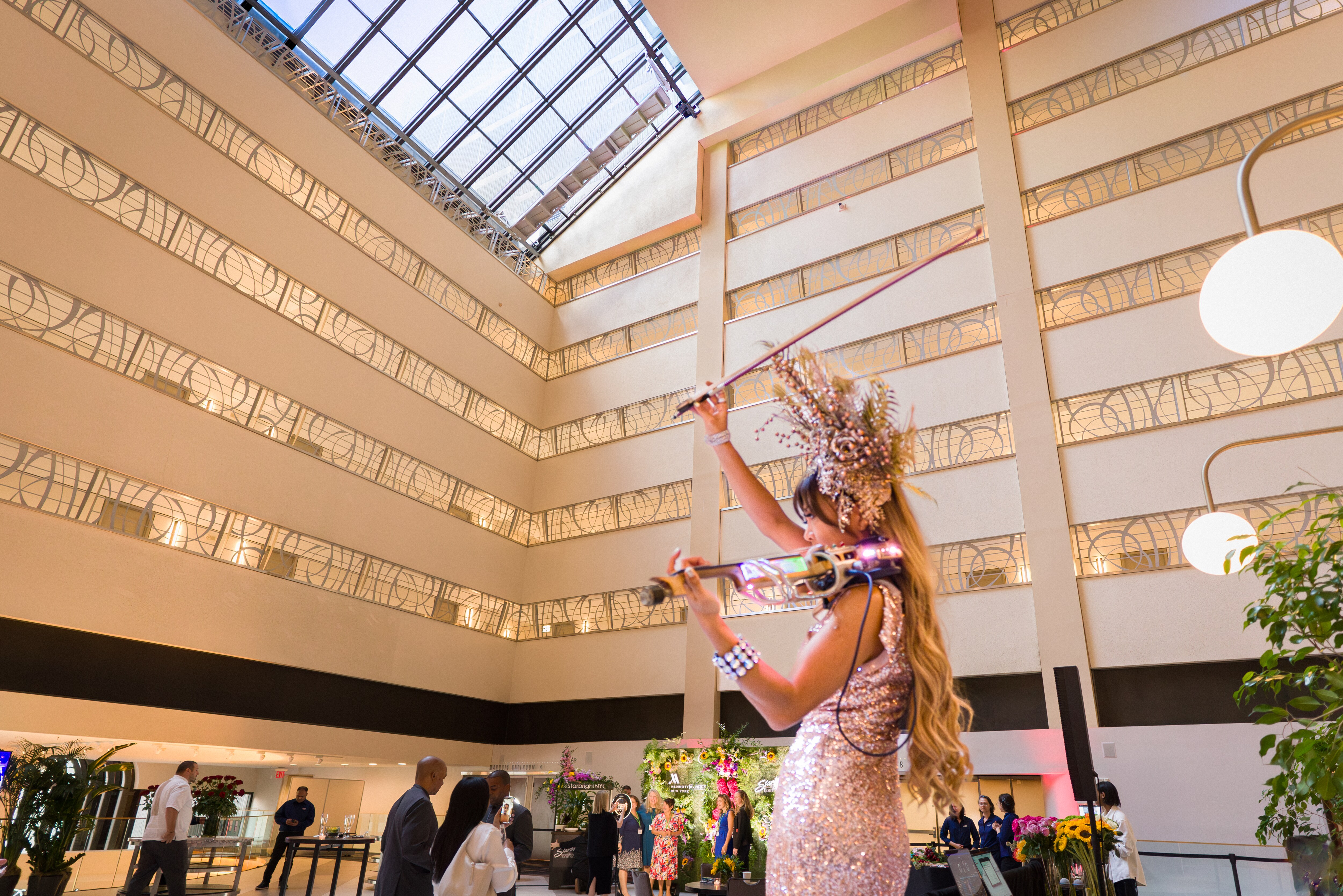 Violinist playing for an event