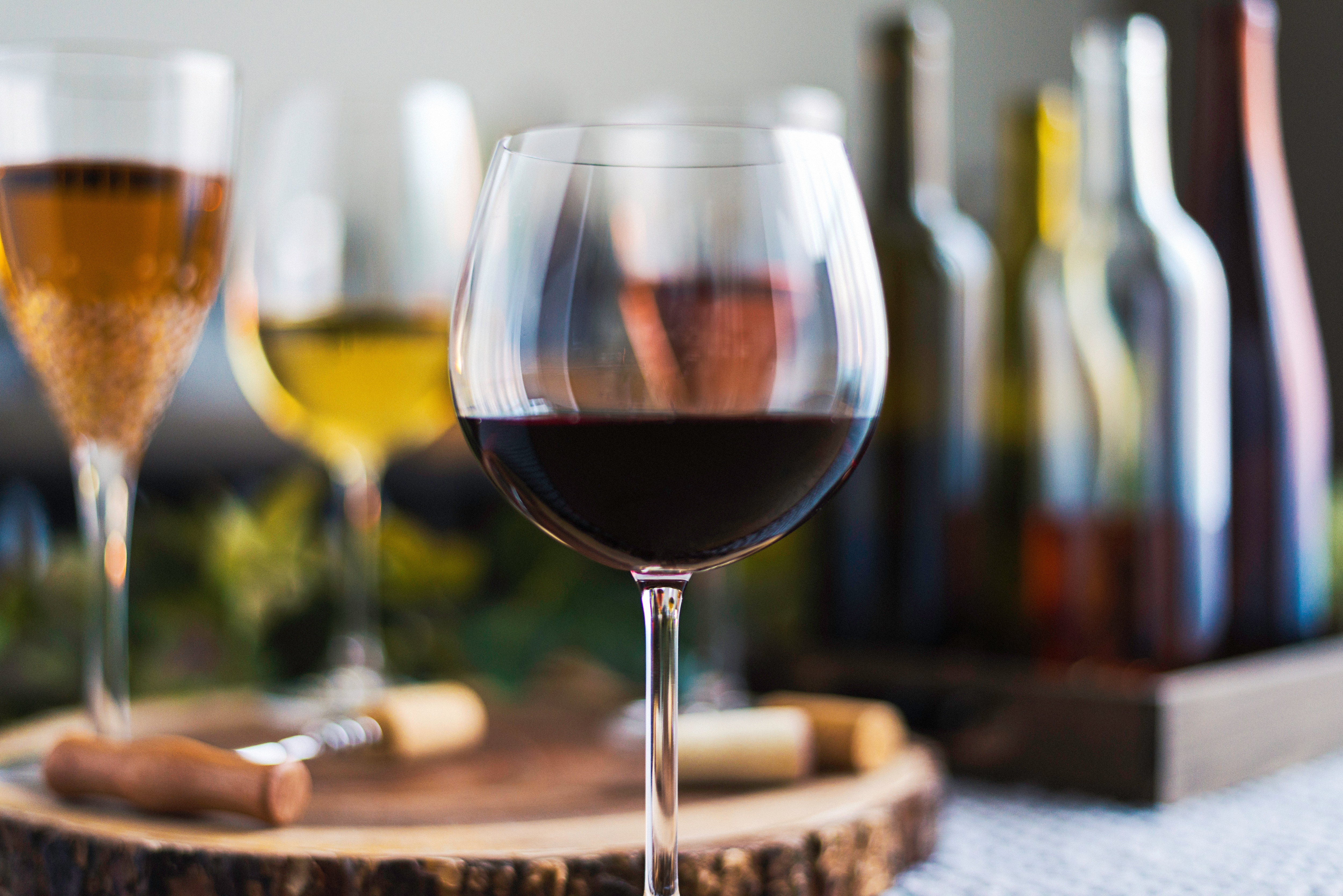 Glasses of wines - red, white, rose