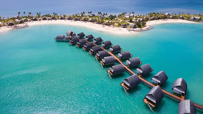 Overhead view of Figi Resort Marriott Momi Bay
