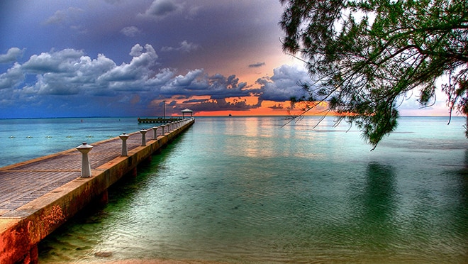 Rumpoint pier at sunset, Grand Cayman