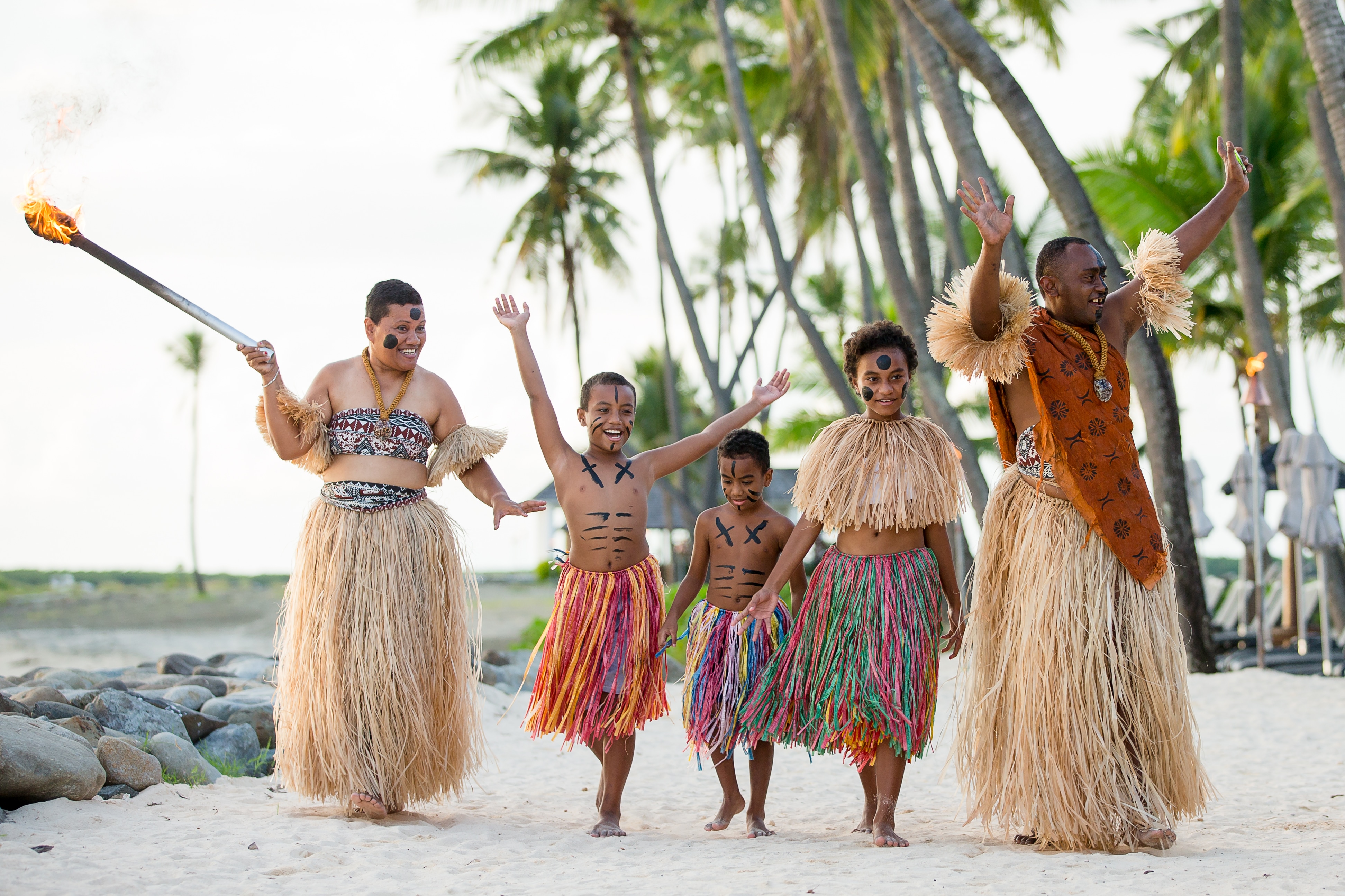 Family of hula dancers