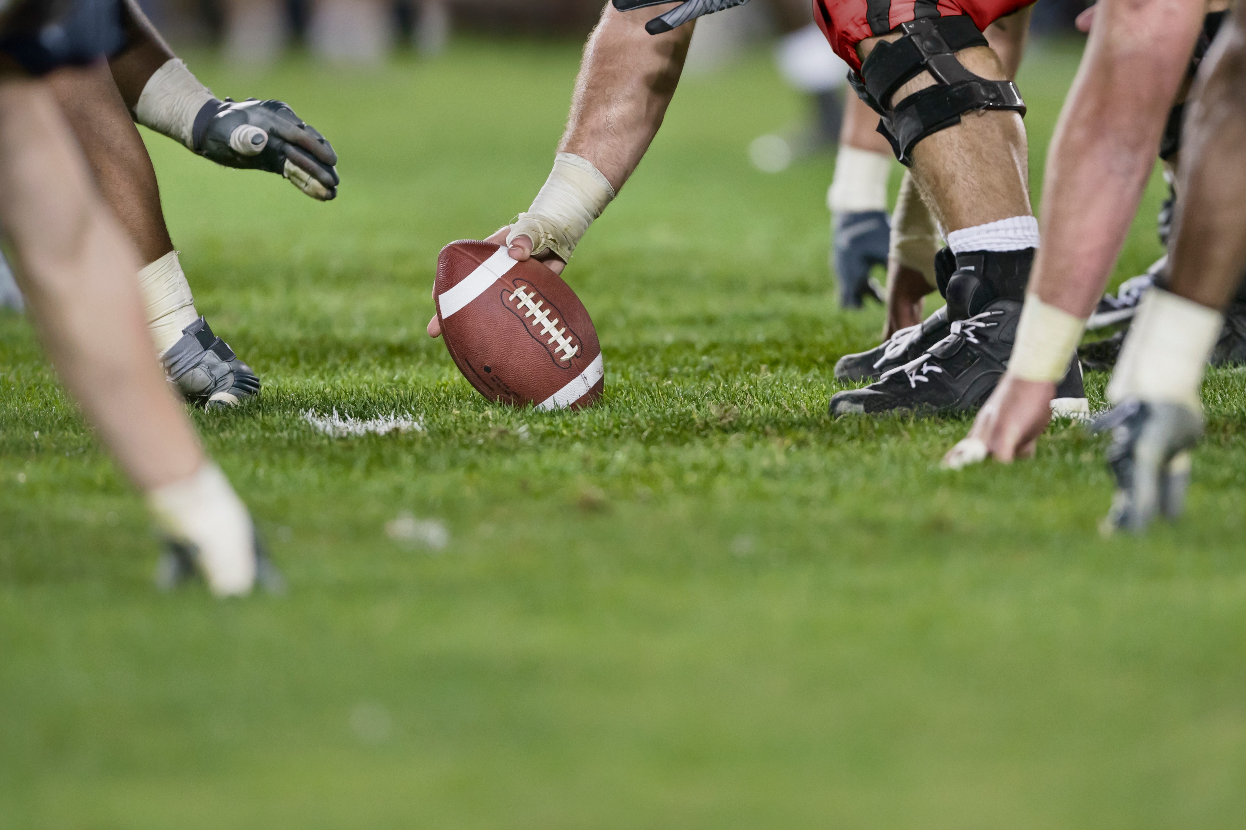 Players on a football field