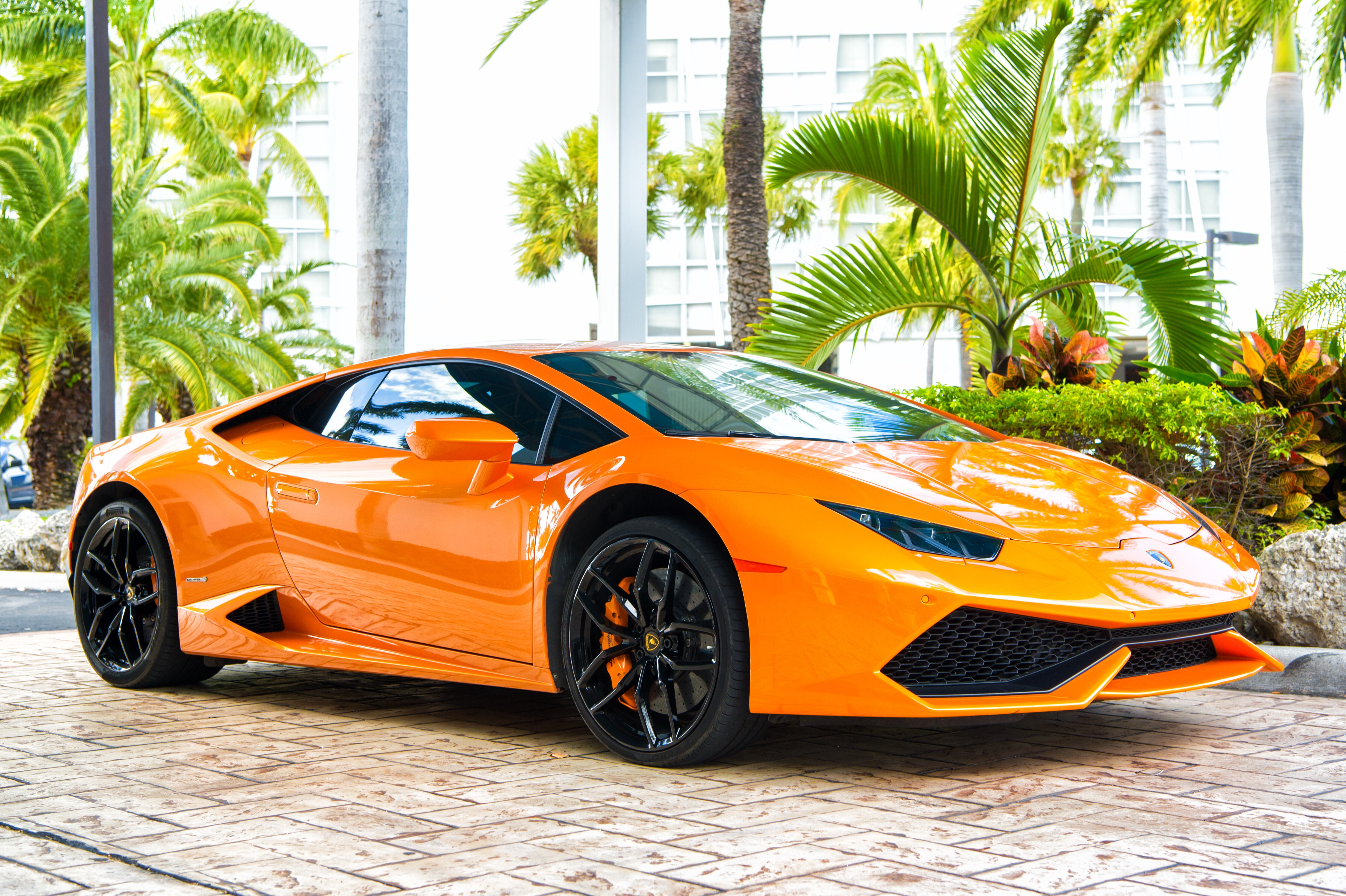 Orange luxury sport car Lamborghini Aventador