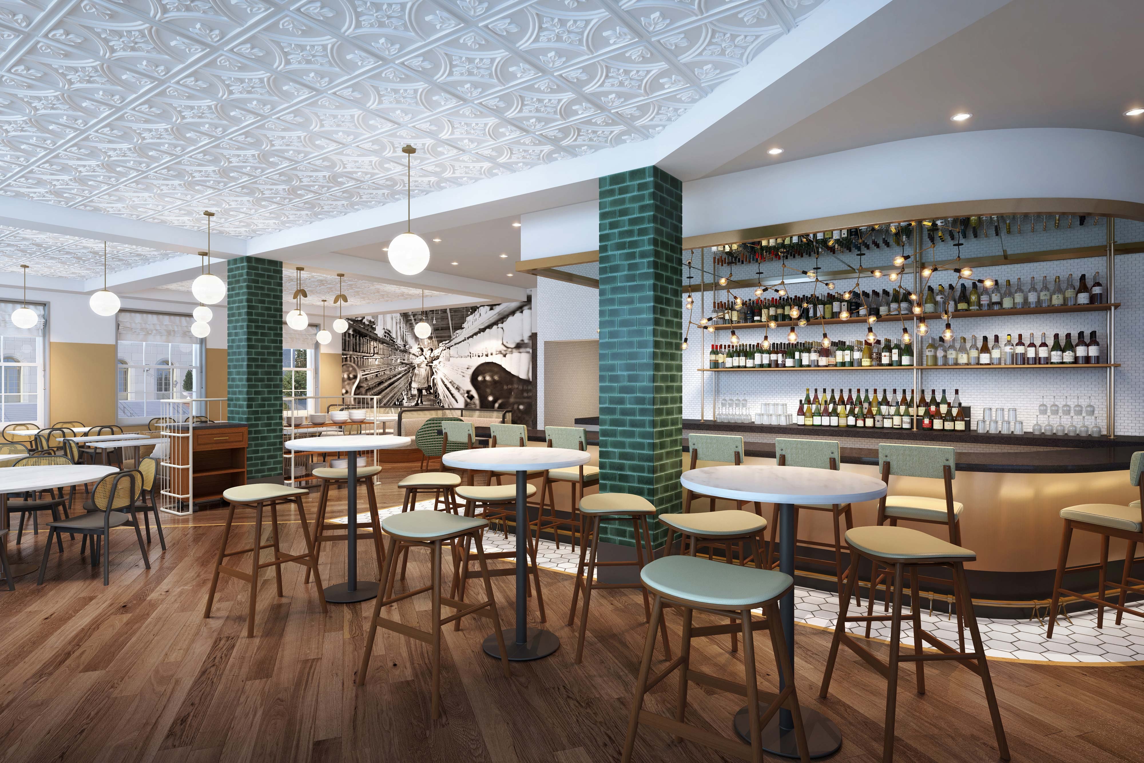 Restaurant seating and bar