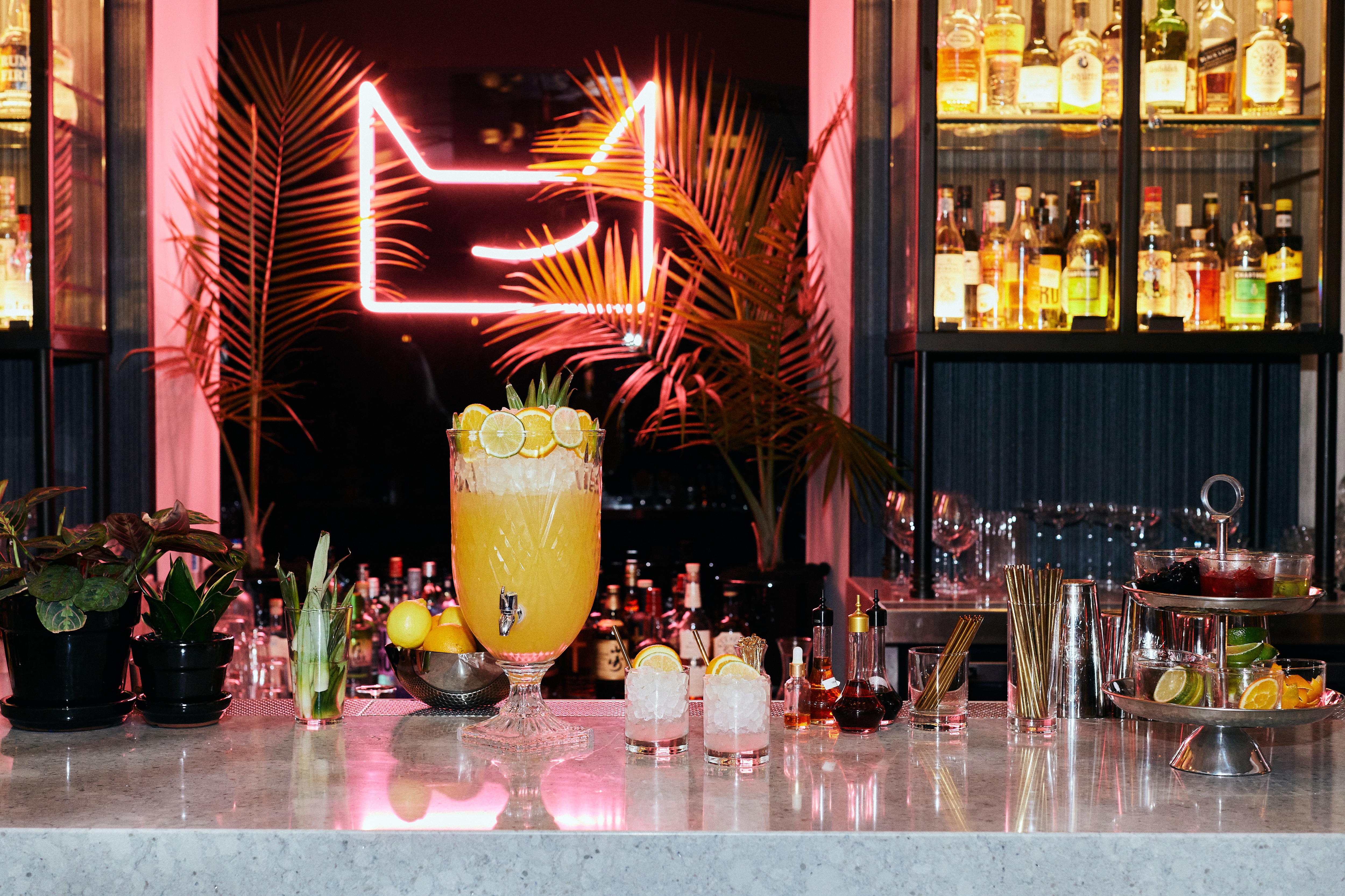 A cocktail on a table