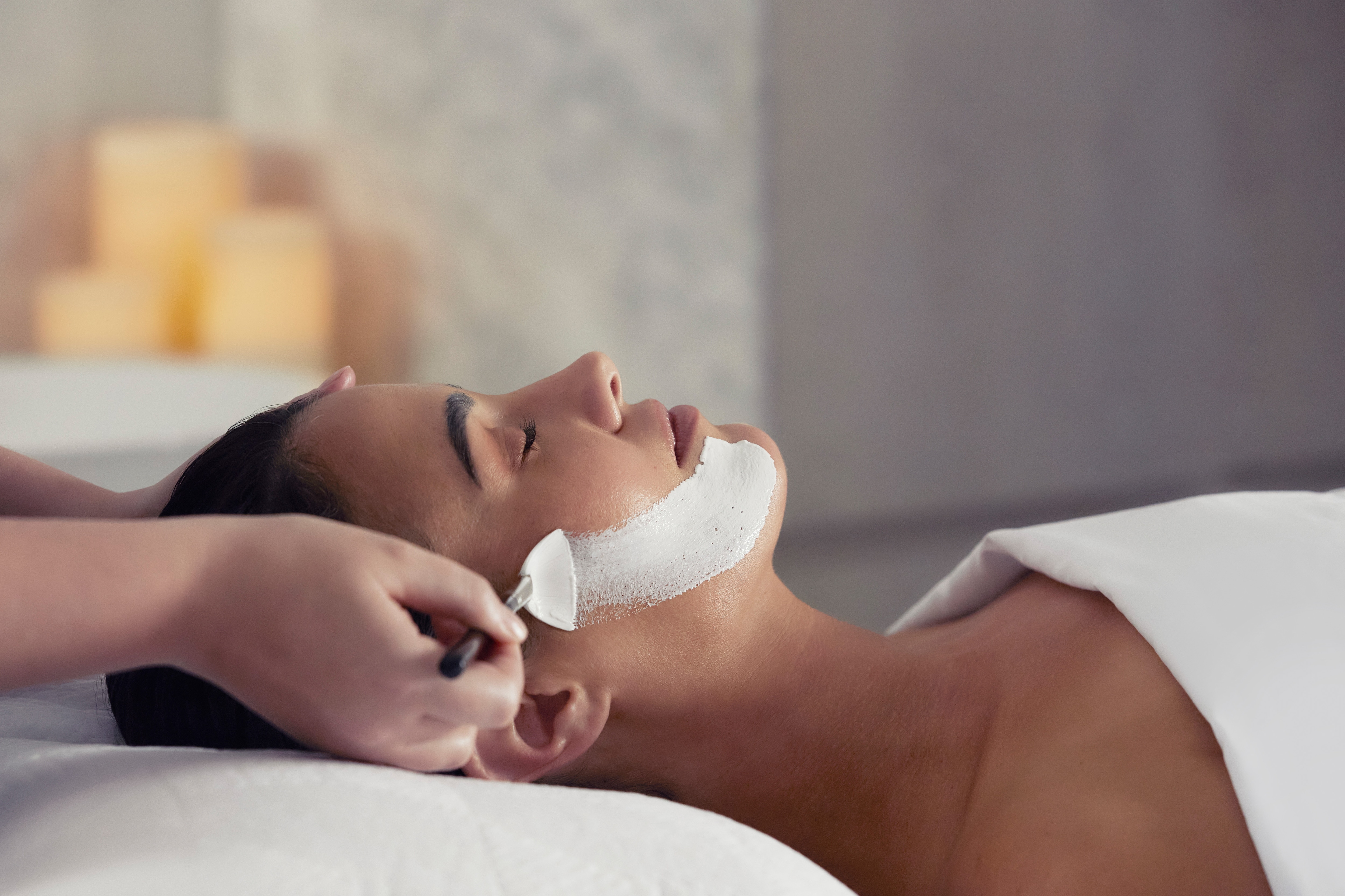 Woman getting a facial massage