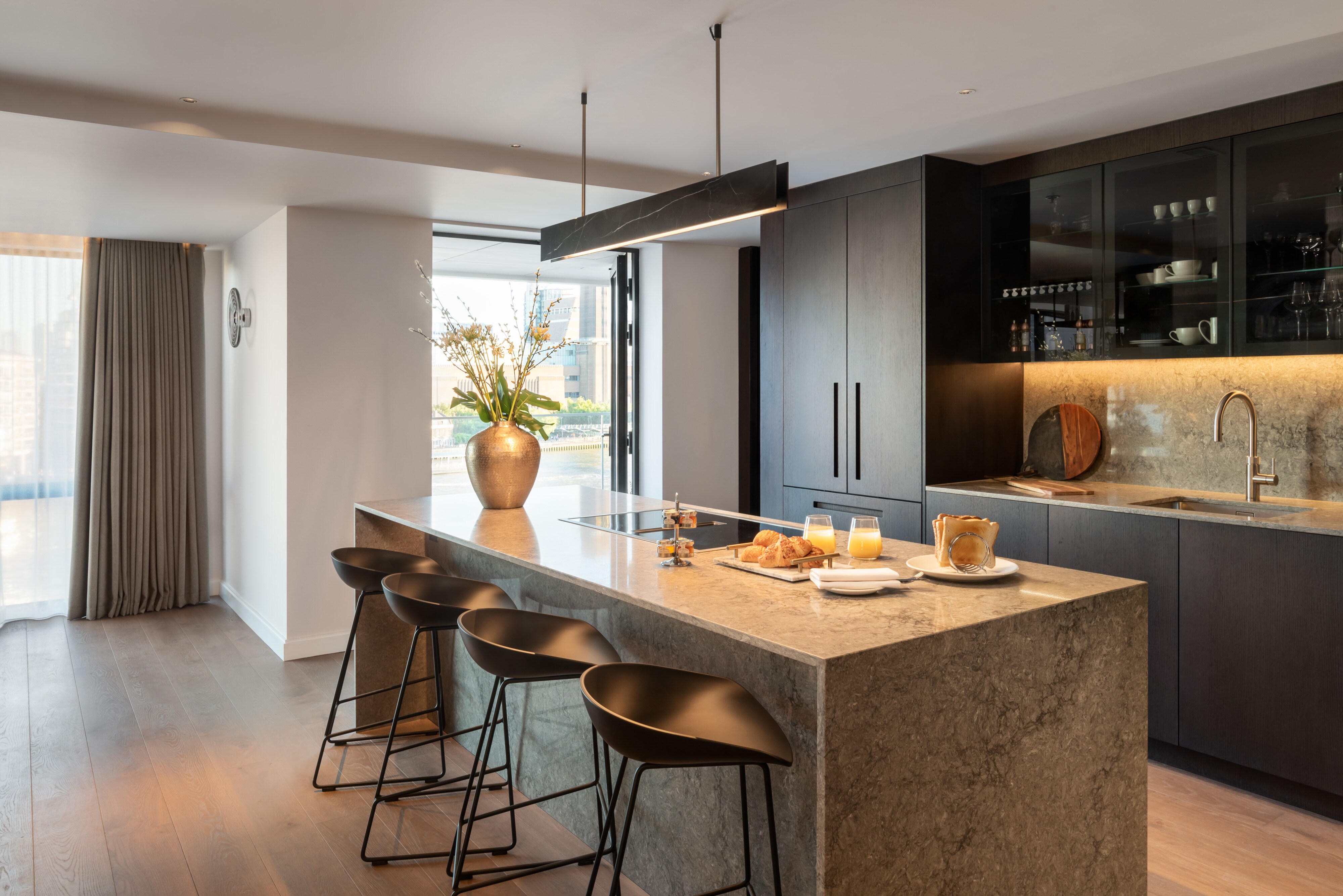Open kitchen with River Thames view