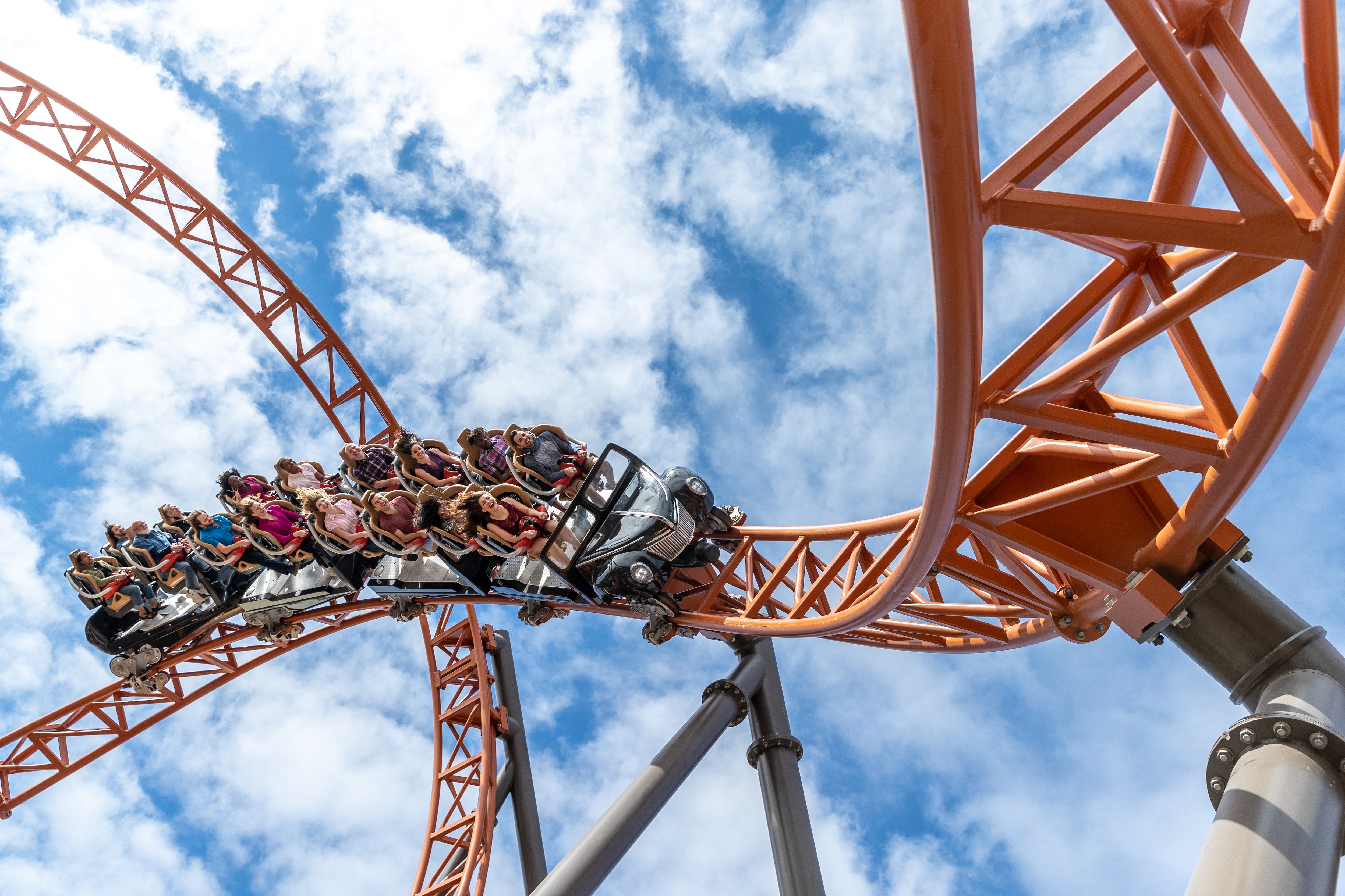 People riding a rollercoaster
