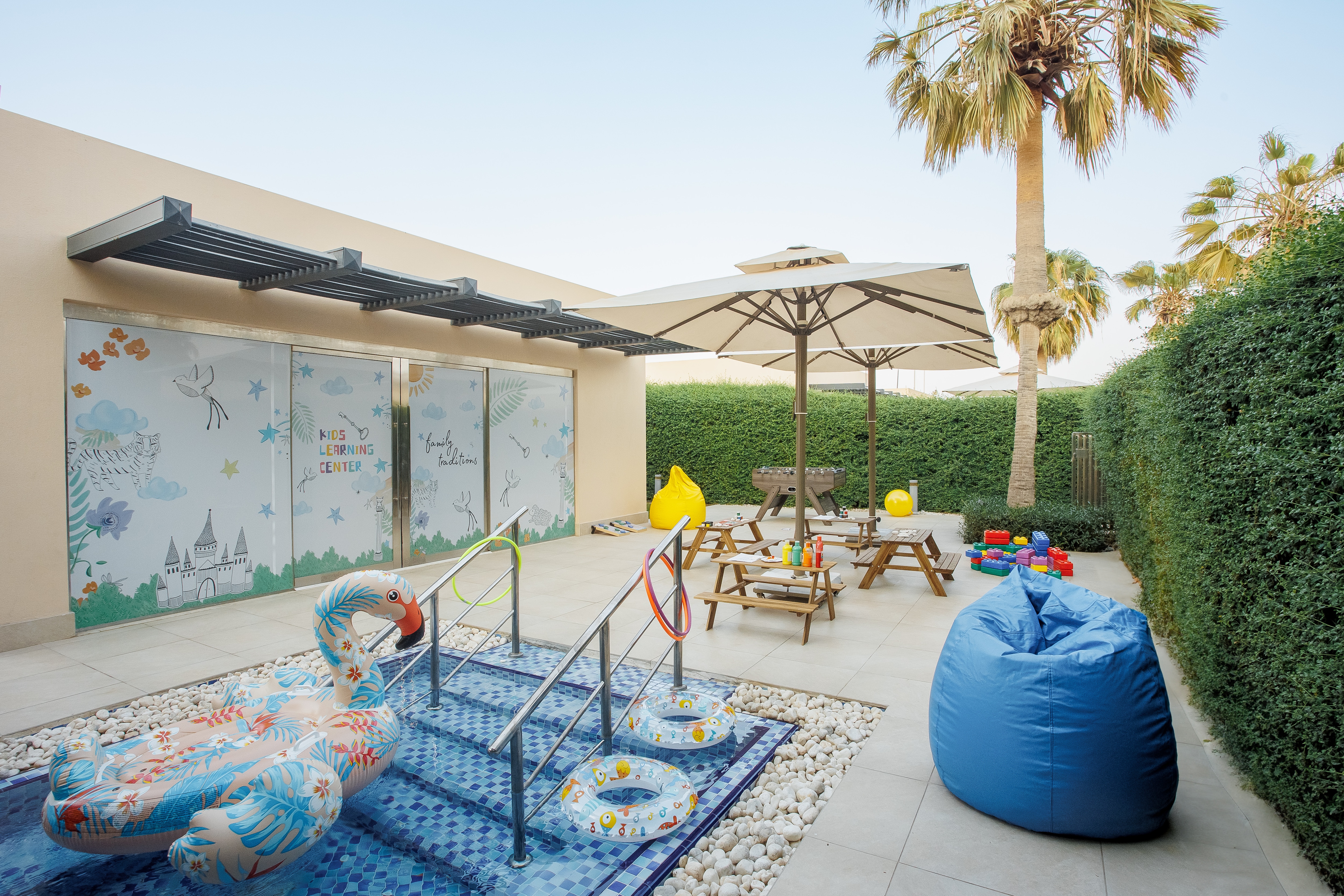 Backyard scene with pool 