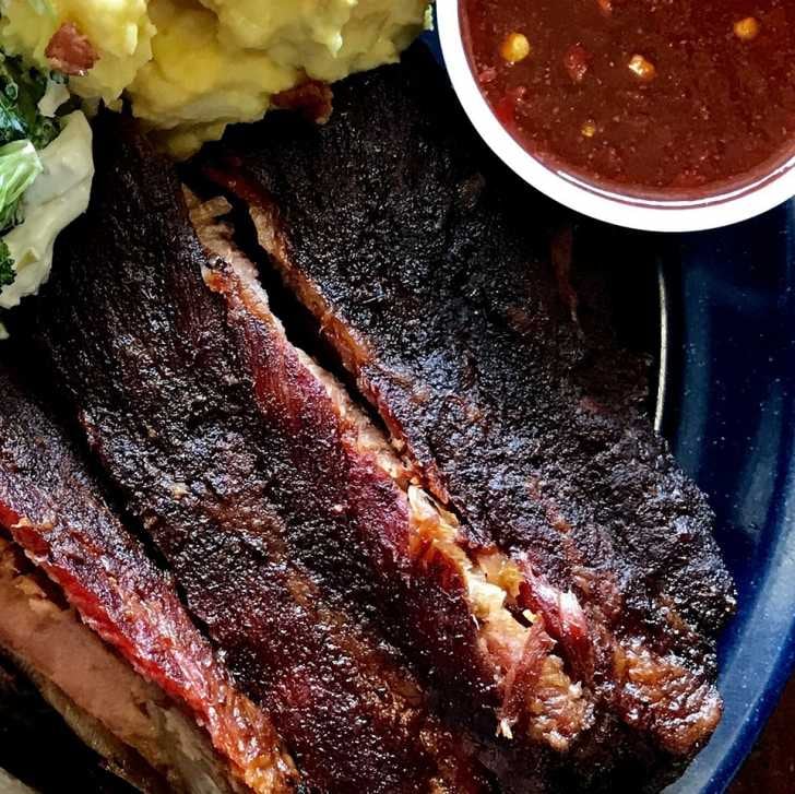 Ribs and sides on a plate