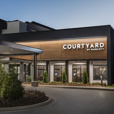 Courtyard hotel with logo  