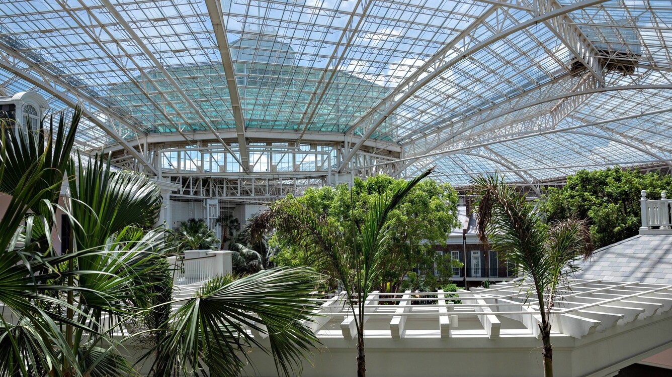 Atrium ceiling in the day time.