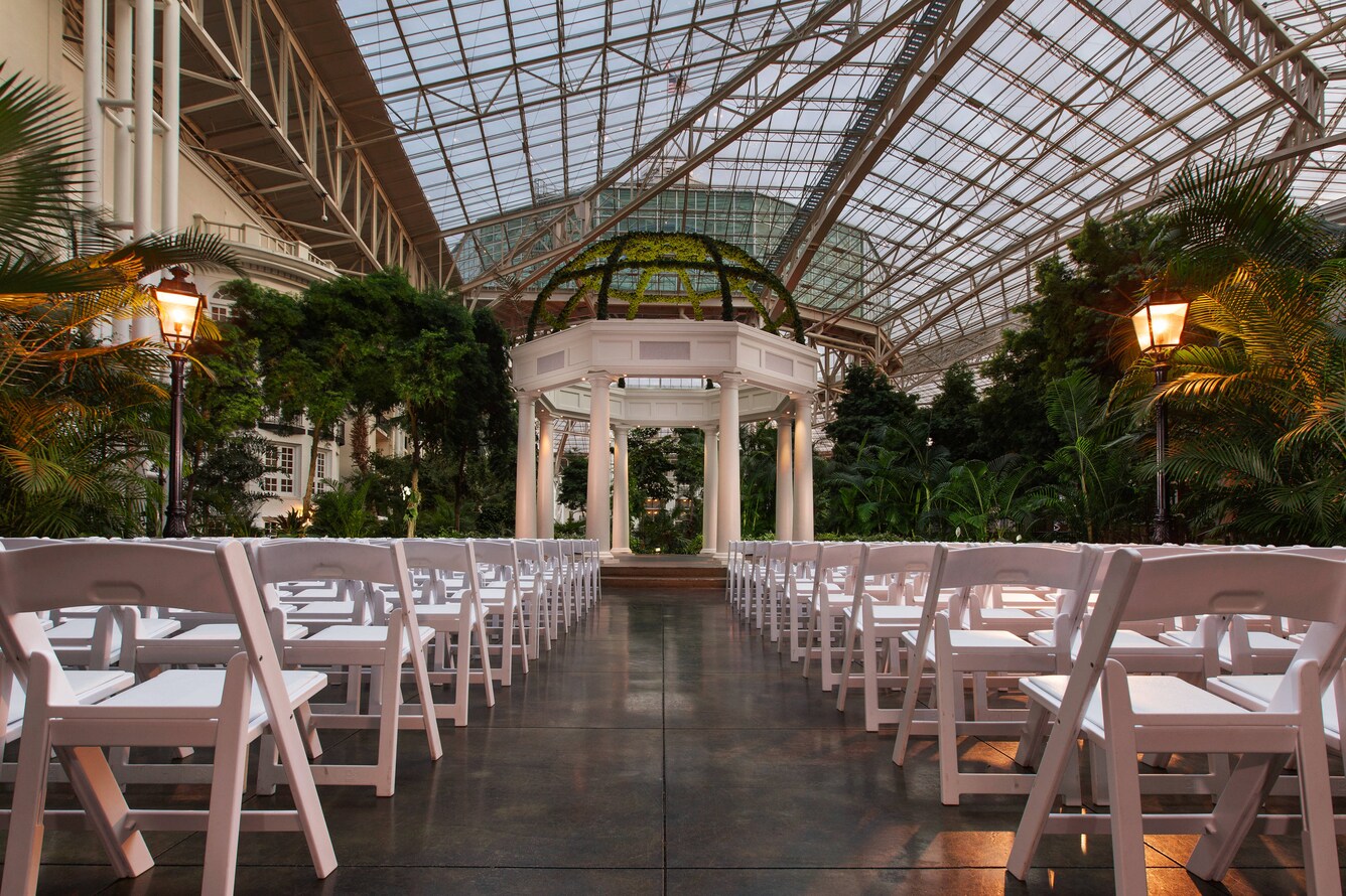Wedding setup inside atrium.