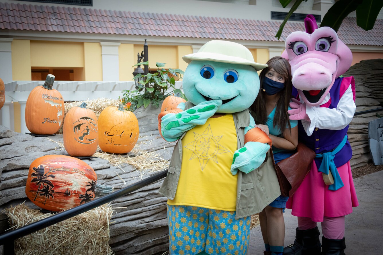 Sophie the Adventure Kid with two costumed actors