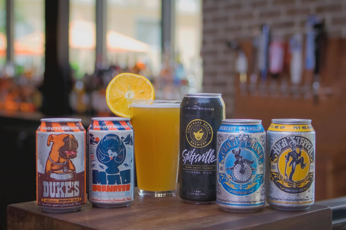 Selection of canned beers.