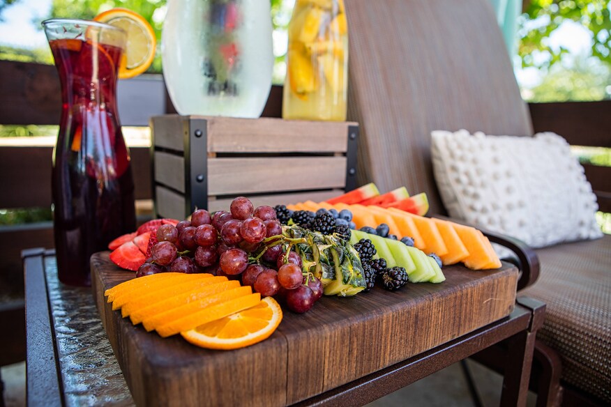 Cabana detail with fruit and drink