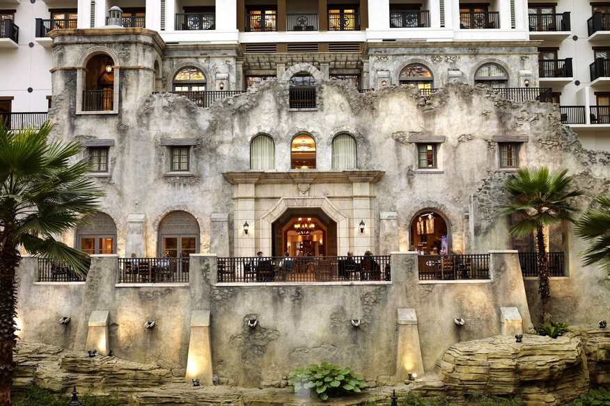 Replica of the alamo along the riverwalk in the gaylord texan resort