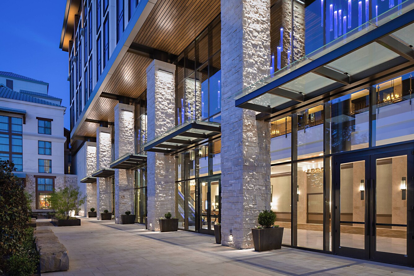 Vineyard terrace exterior view of windows and entrance