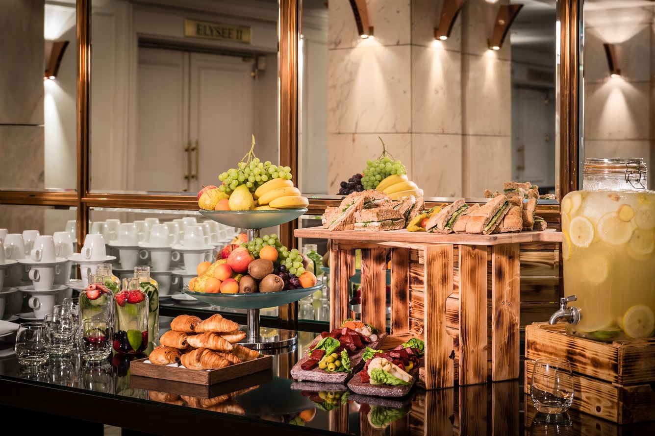 Assortment of breakfast foods on a table