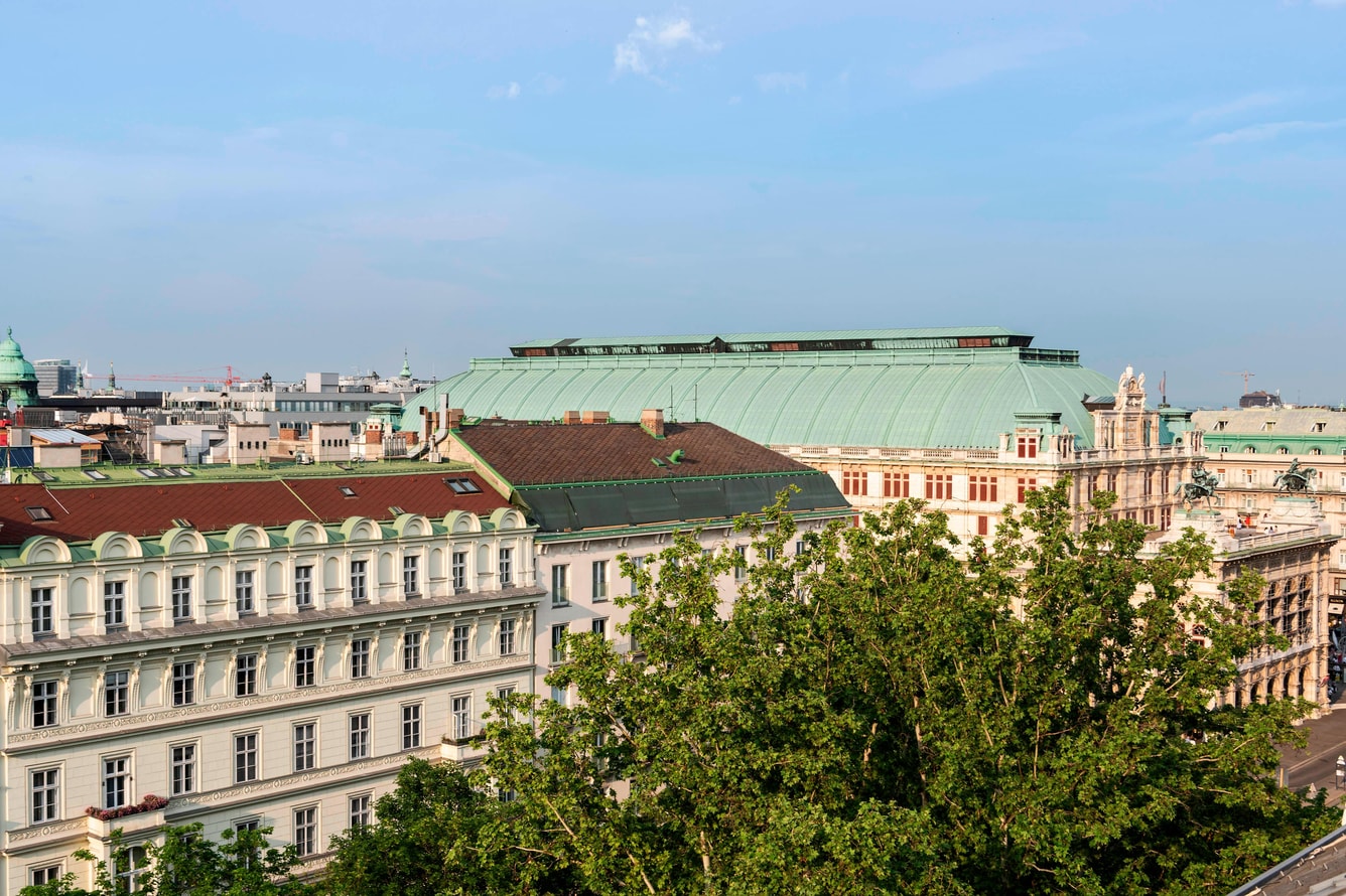 View of vienna rooftops and trees on a sunny day