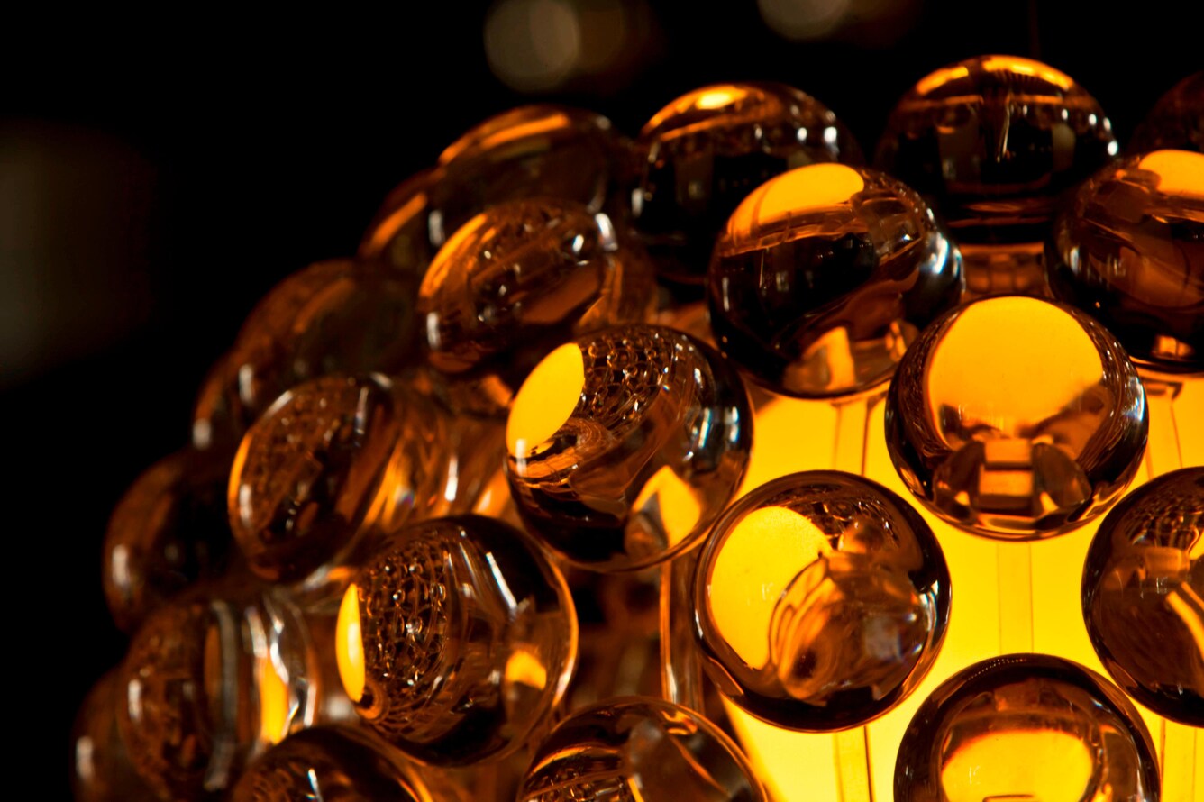 art piece with golden bubbles