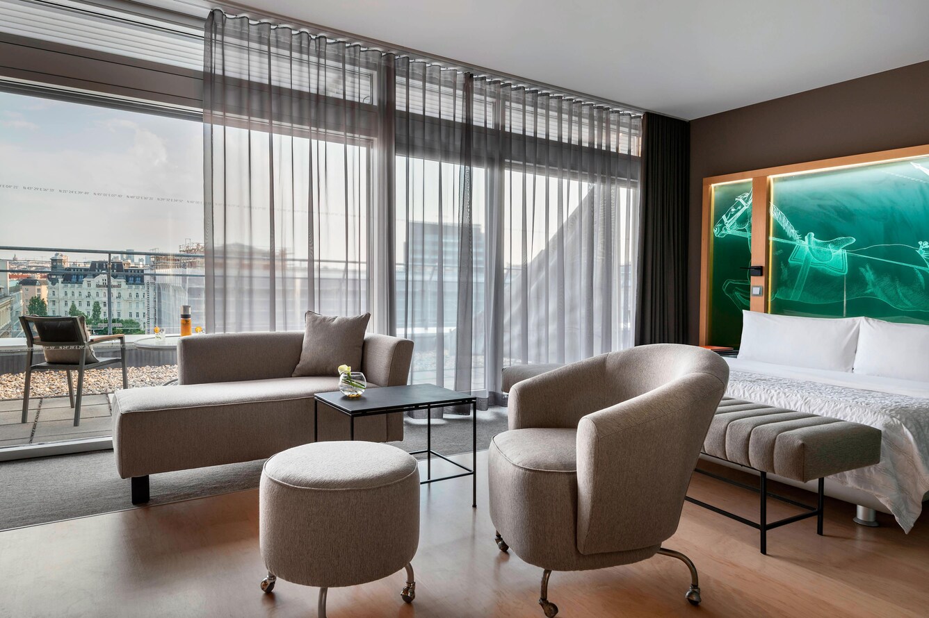 sitting area in room with patio nearby