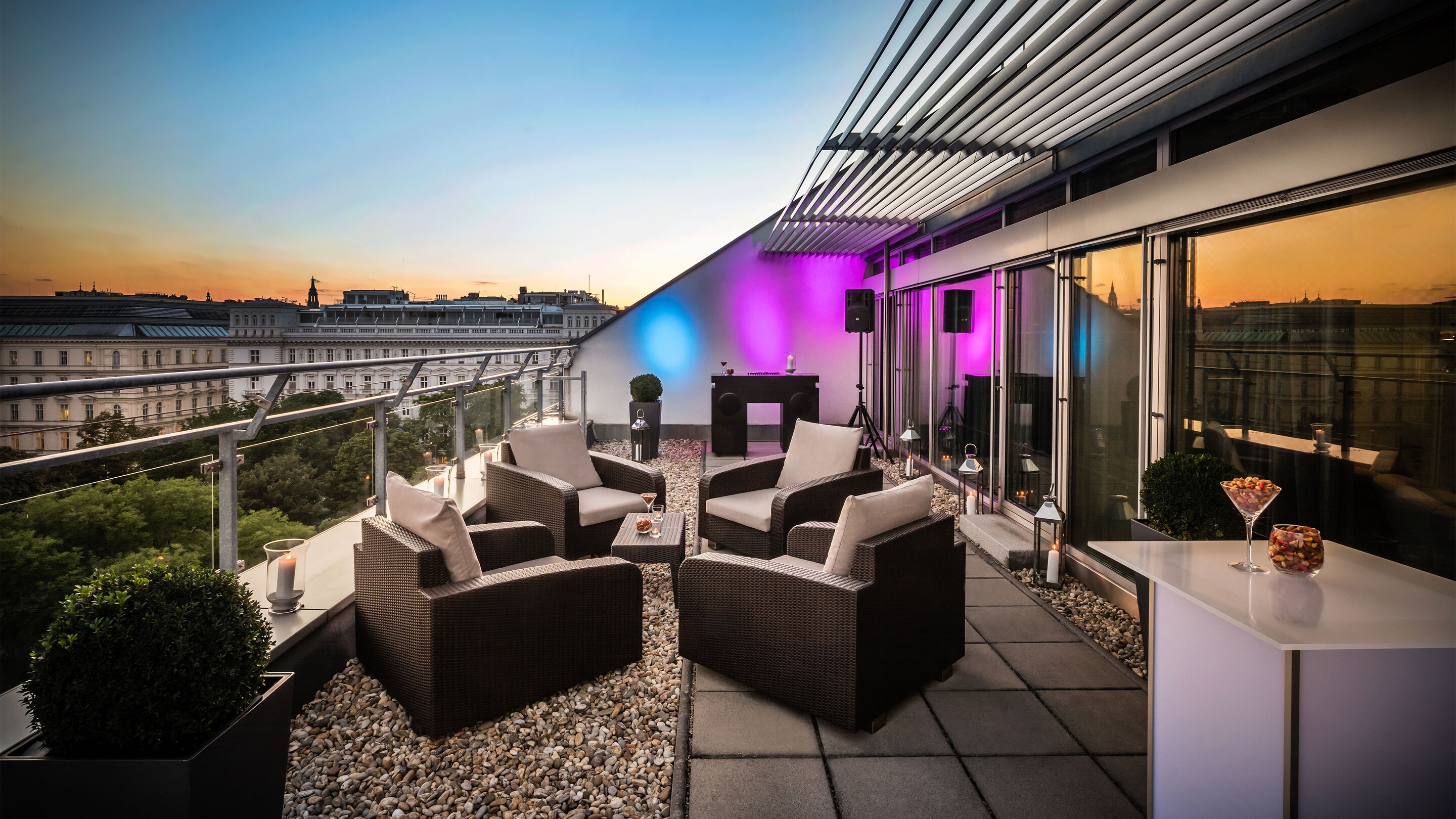patio of suite with DJ table