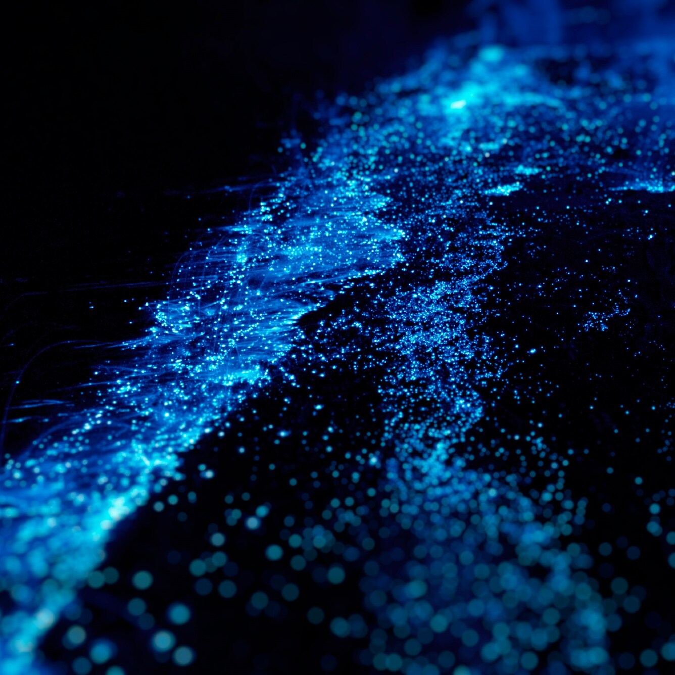 Blue glowing water in the ocean