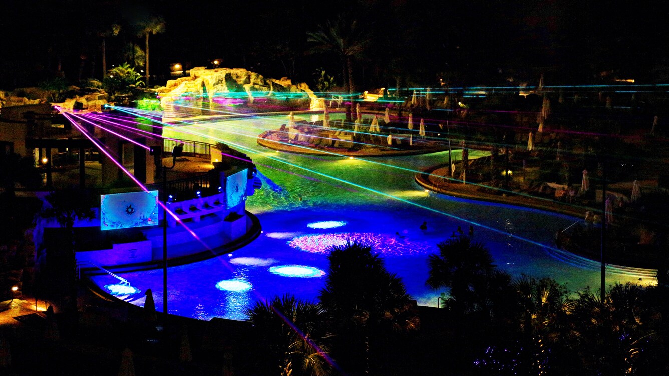 laser light show over pool