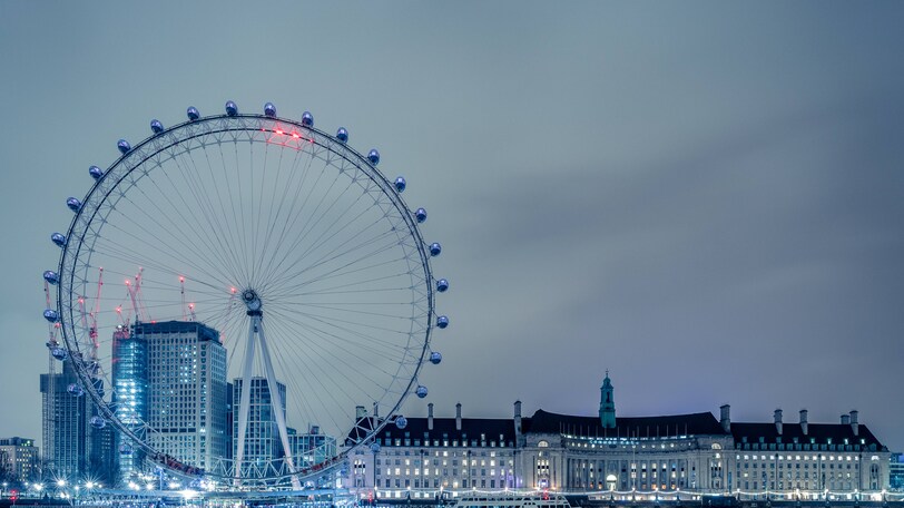 exterior view of hotel with london eye adjacent to hotel