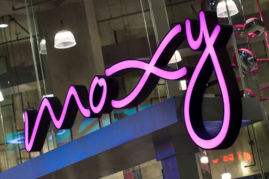Pink Moxy sign.
