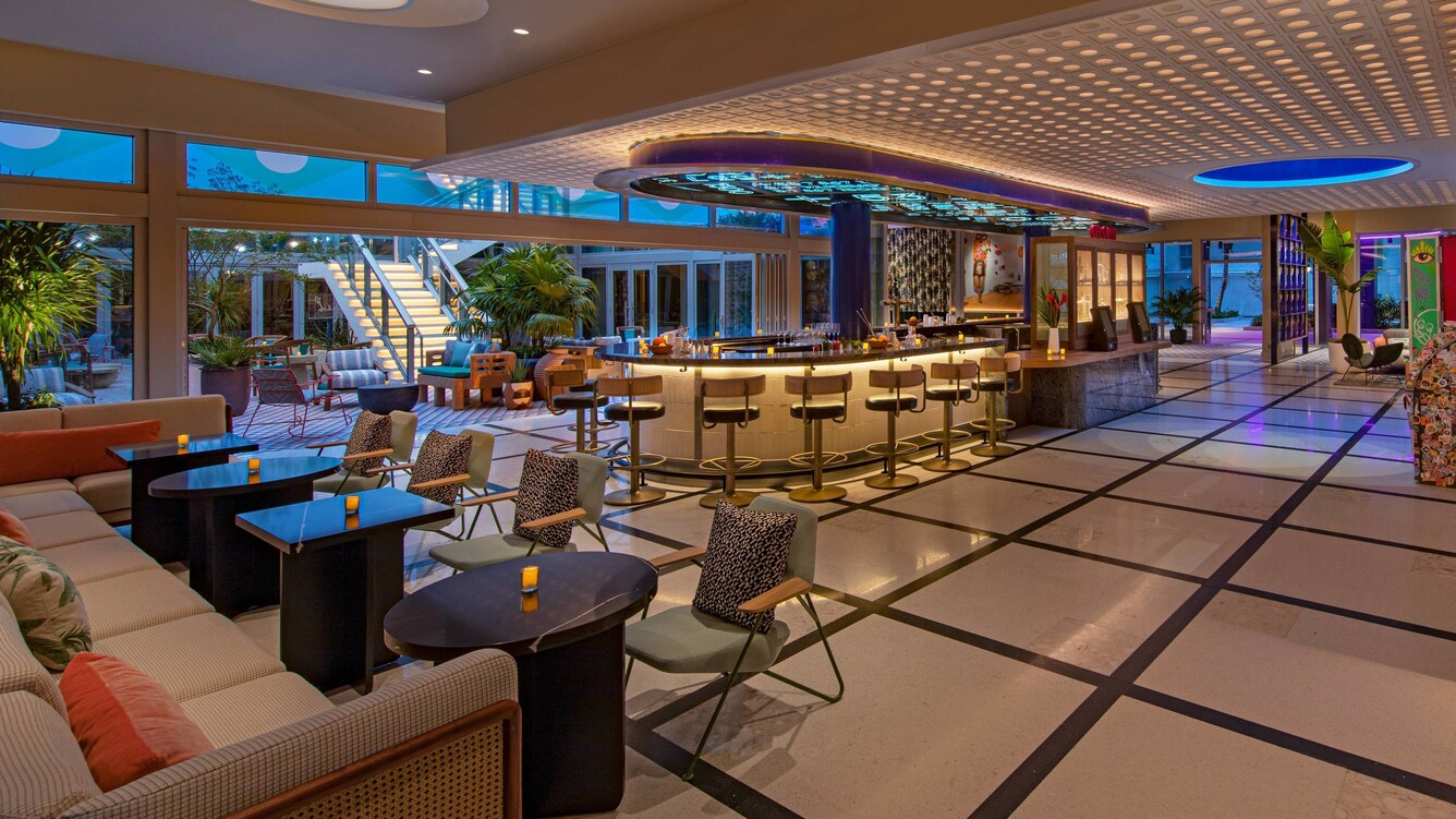 Posh, well-lit bar area.