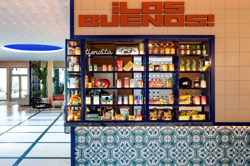 Moxy south beach los buenos taco bodega in the lobby lounge.