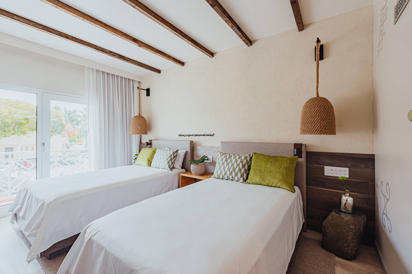 Guest room with two double beds