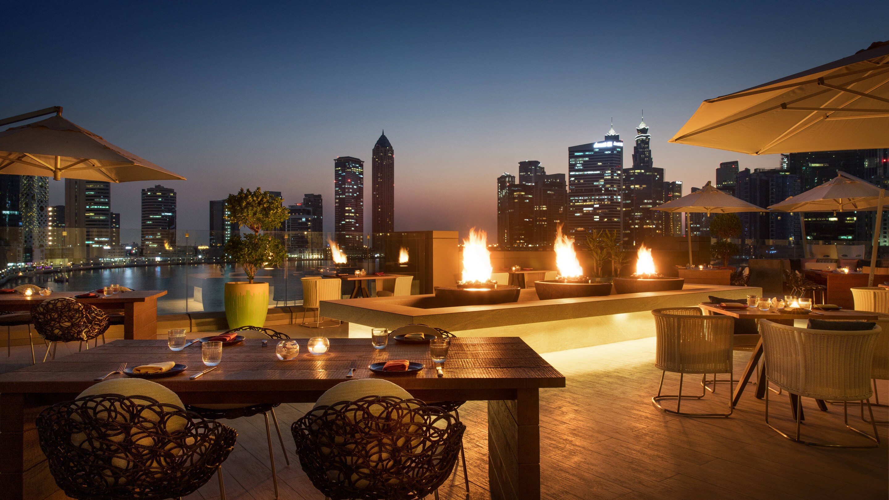 Bhar sunset terrace at dusk