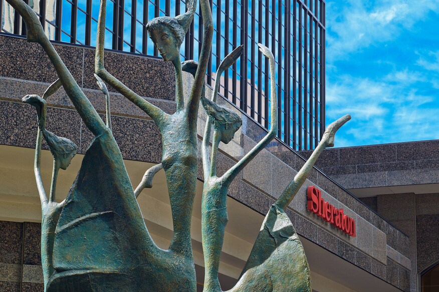 Sculpture in front of hotel.