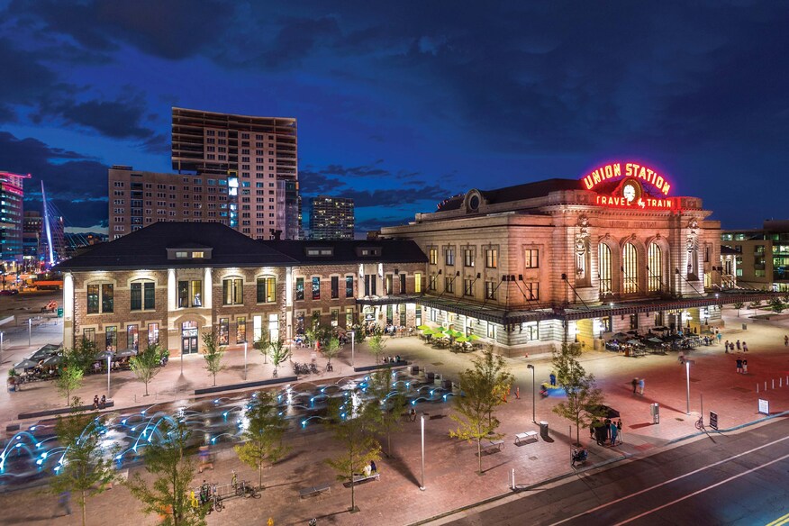 View of union station in the evening.