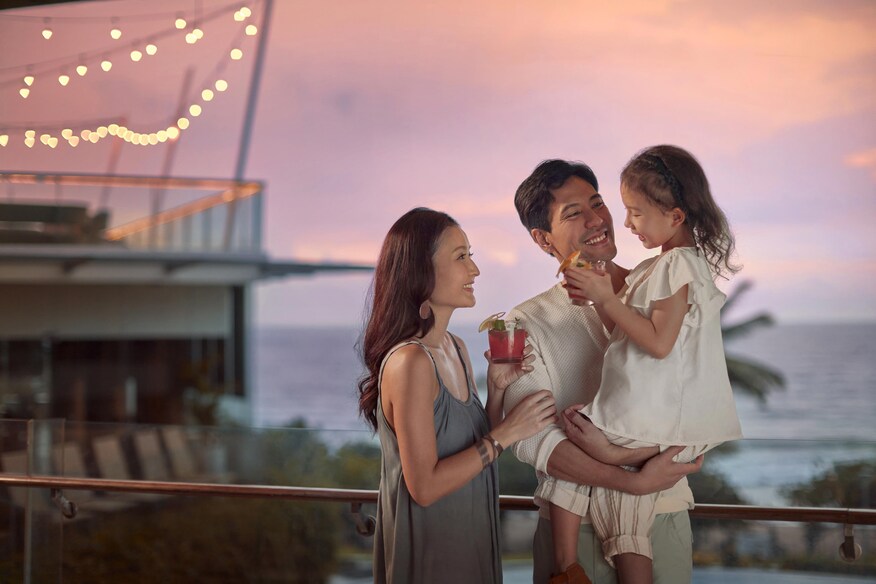 family with drinks in hand