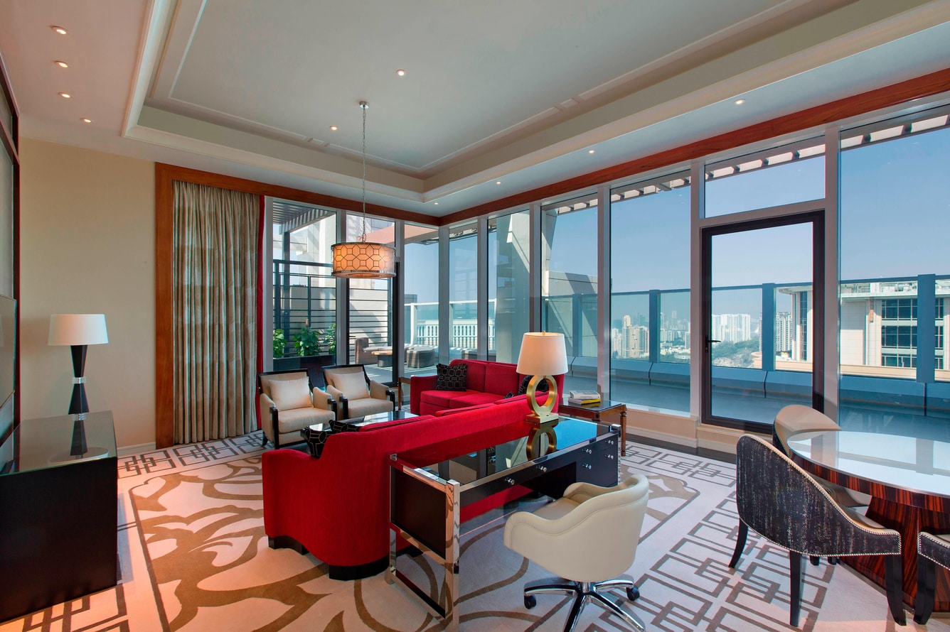 Terrace suite club access larger suite living area with top floor view