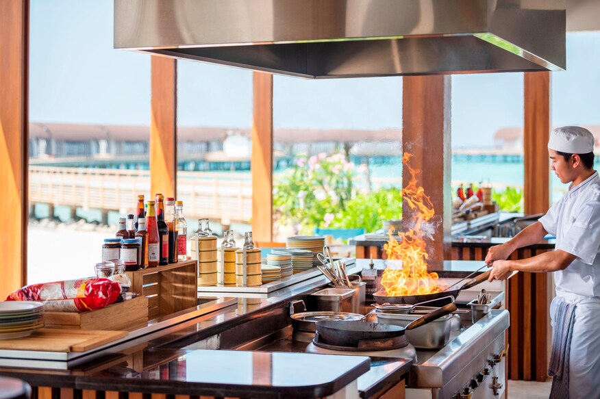 Hawker restaurant open kitchen