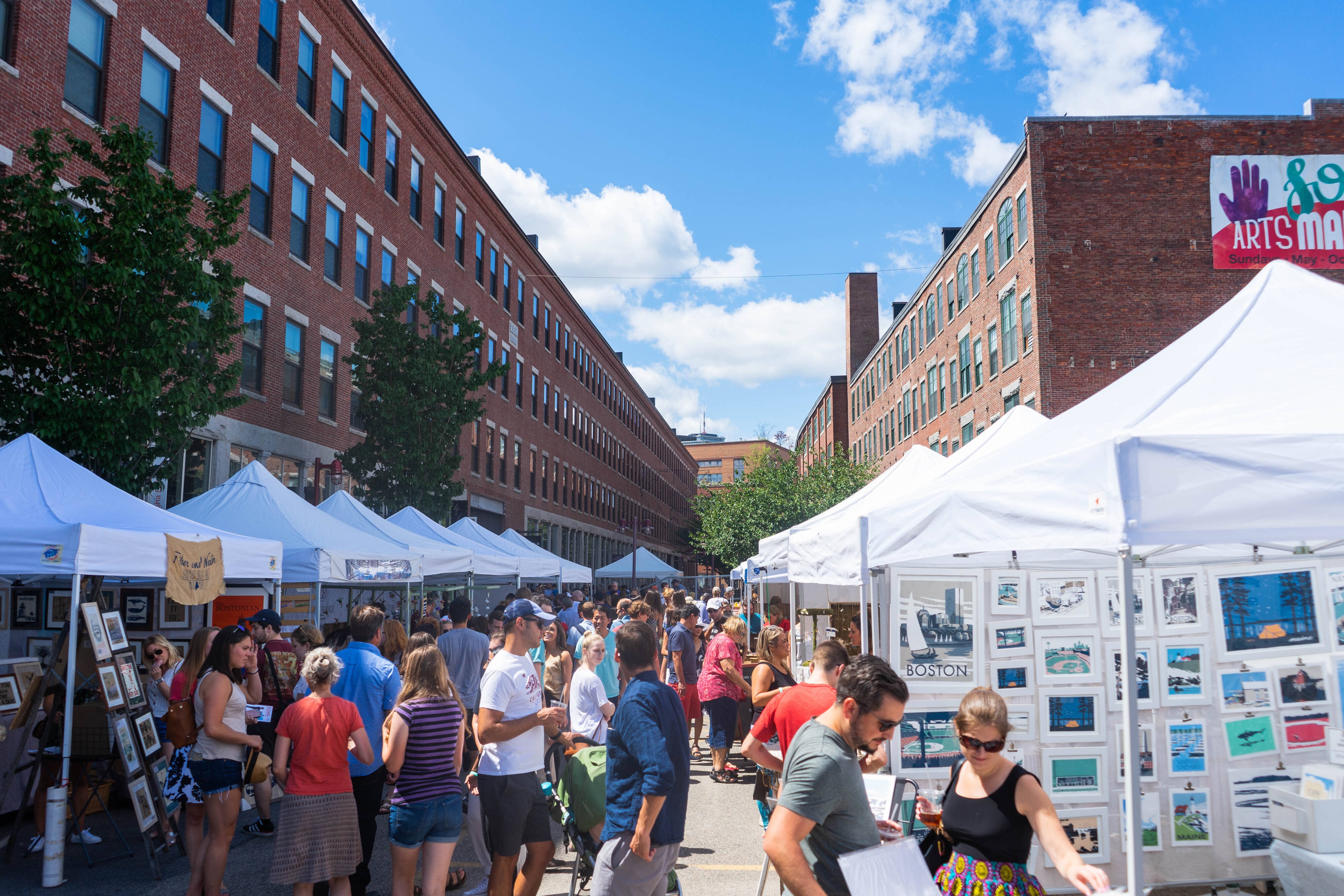 People enjoying the SoWa market.