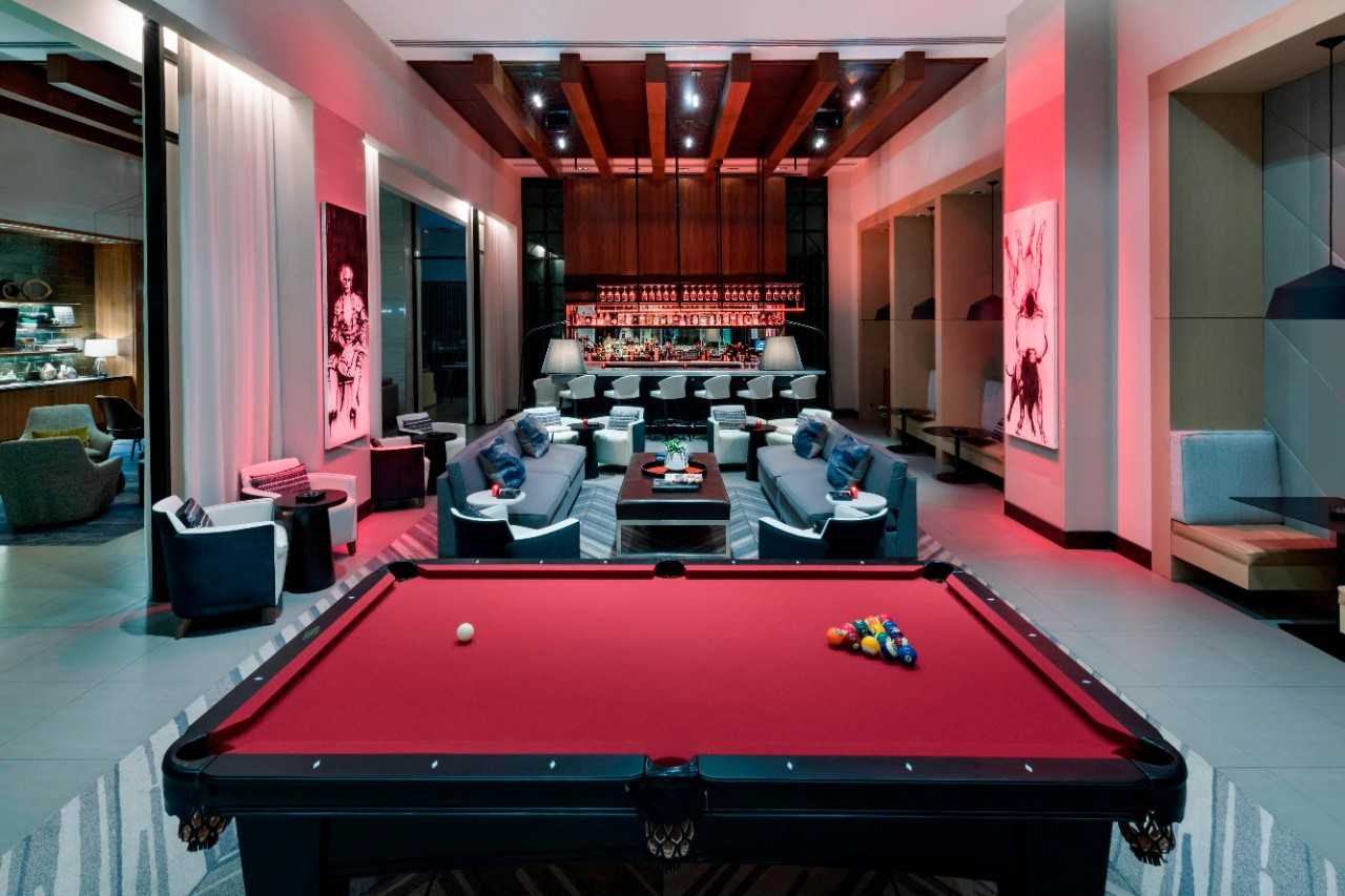Pool table at the bar.